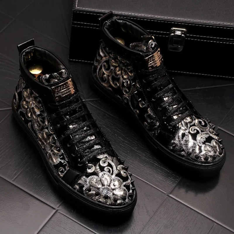 2022 Fashion Punk Style Shoes Leisure and Ankle Boots Spring and Autumn Rivet Luxury High Top Sports Shoes Men's High Top
2022 Fashion Punk Style Shoes Leisure and Ankle Boots Spring and Autumn Rivet Luxury High Top Sports Shoes Men's High Top