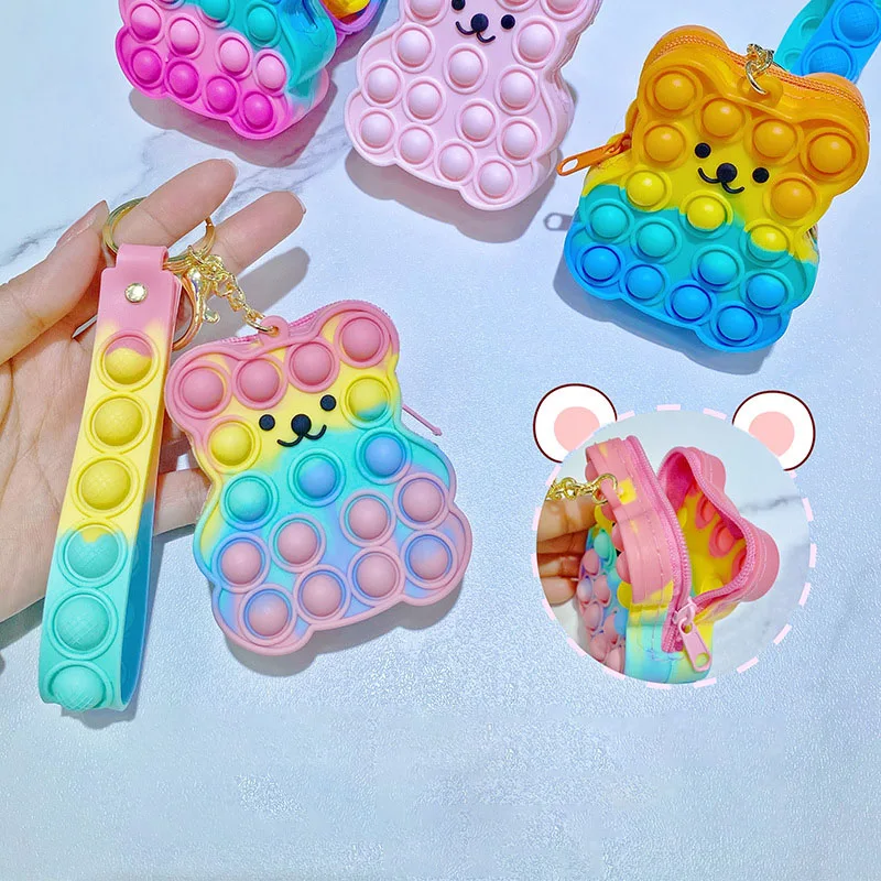 

Pop Fidget Toys Anti Stress Push Bubble Spotify Premium Squeeze Toy Kawaii Bear Antistress Coin Purse Children Squishy Gifts