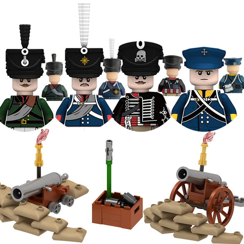 

Napoleonic War Military Figures Building Blocks Russian British French Italy Spanish Knight Officer Soldiers Navy Weapon Bricks
