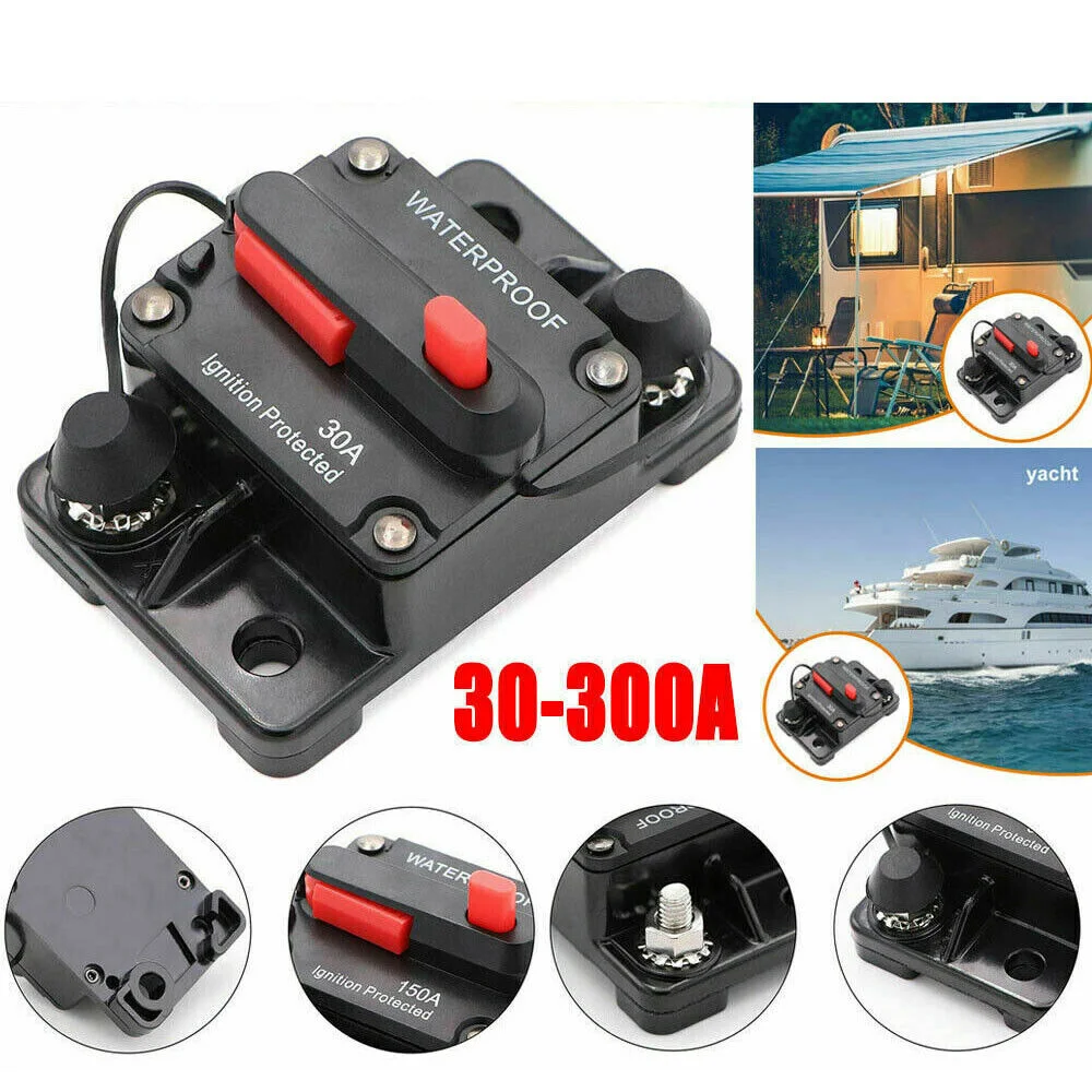 Power Protect Fuse Circuit Breaker Trolling with Manual Reset 30A-300A 12V-48VDC Waterproof Car Boat Manual for Car Audio System
Power Protect Fuse Circuit Breaker Trolling with Manual Reset 30A-300A 12V-48VDC Waterproof Car Boat Manual for Car Audio System