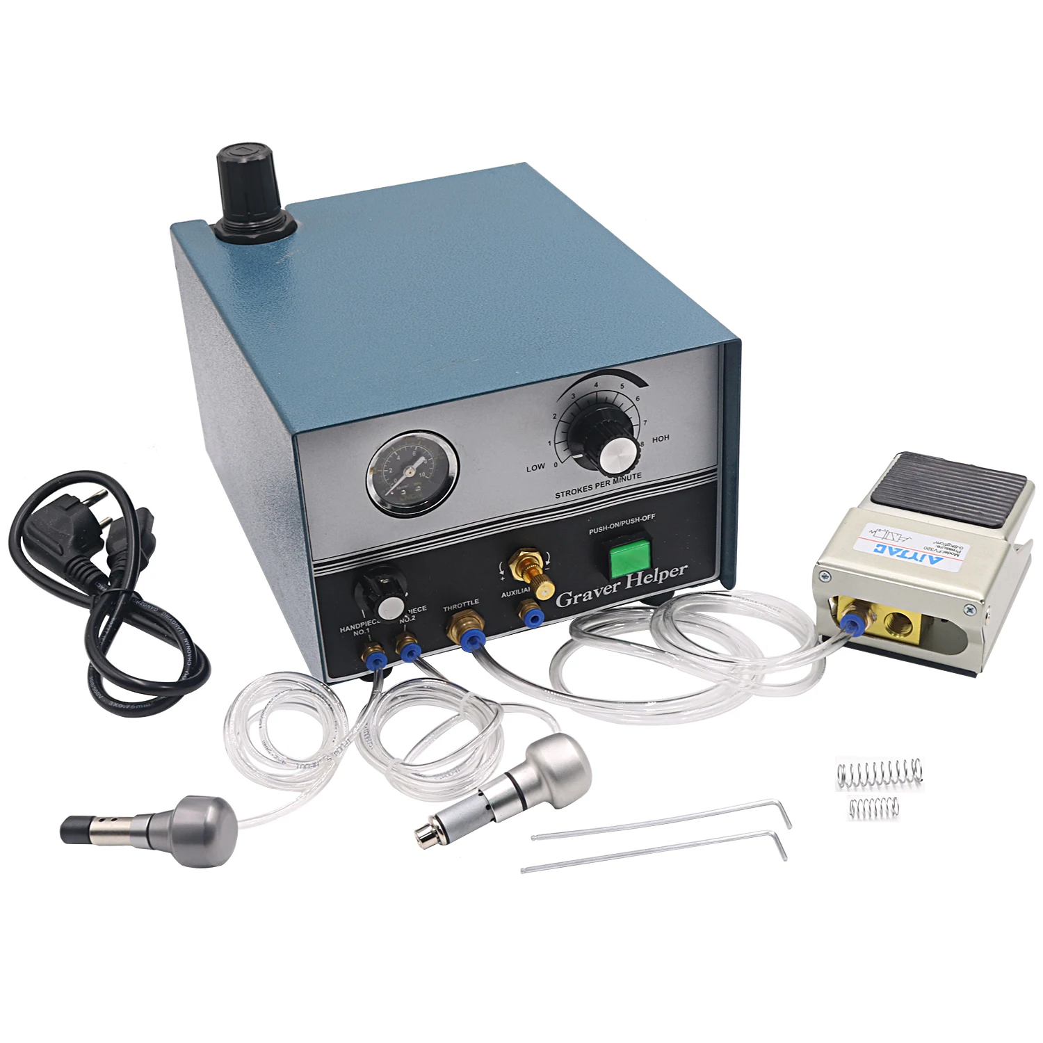 Double Ended Pneumatic Engraving Machine 0-4000PRM Double-head Air Engraver Impact Graver Jewelry Tool for Jewelry Crafts Wrough
Double Ended Pneumatic Engraving Machine 0-4000PRM Double-head Air Engraver Impact Graver Jewelry Tool for Jewelry Crafts Wrough