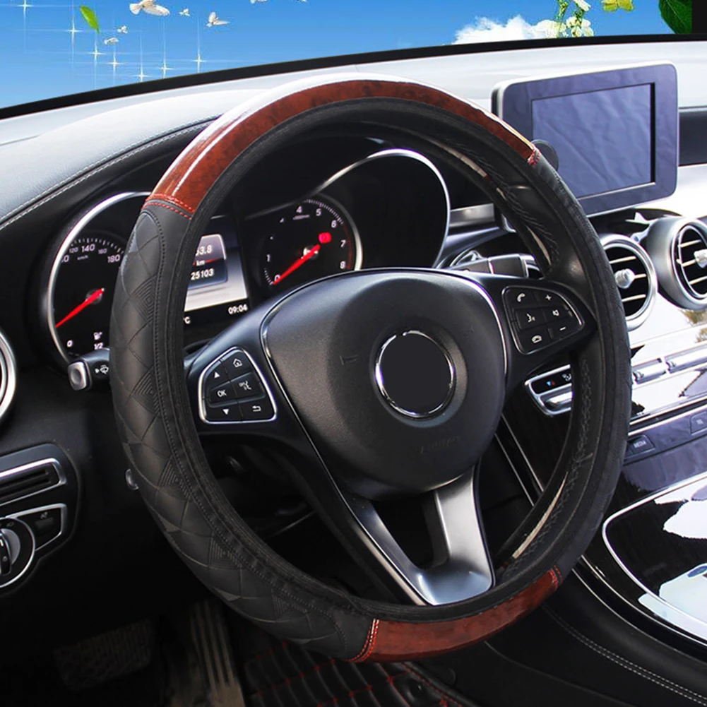 Wood Grain Faux Leather Car Steering Wheel Cover 14.5 To 15.5 Inch Diameter Anti Slip Dustproof Steering Wheel Cover Trim
Wood Grain Faux Leather Car Steering Wheel Cover 14.5 To 15.5 Inch Diameter Anti Slip Dustproof Steering Wheel Cover Trim
