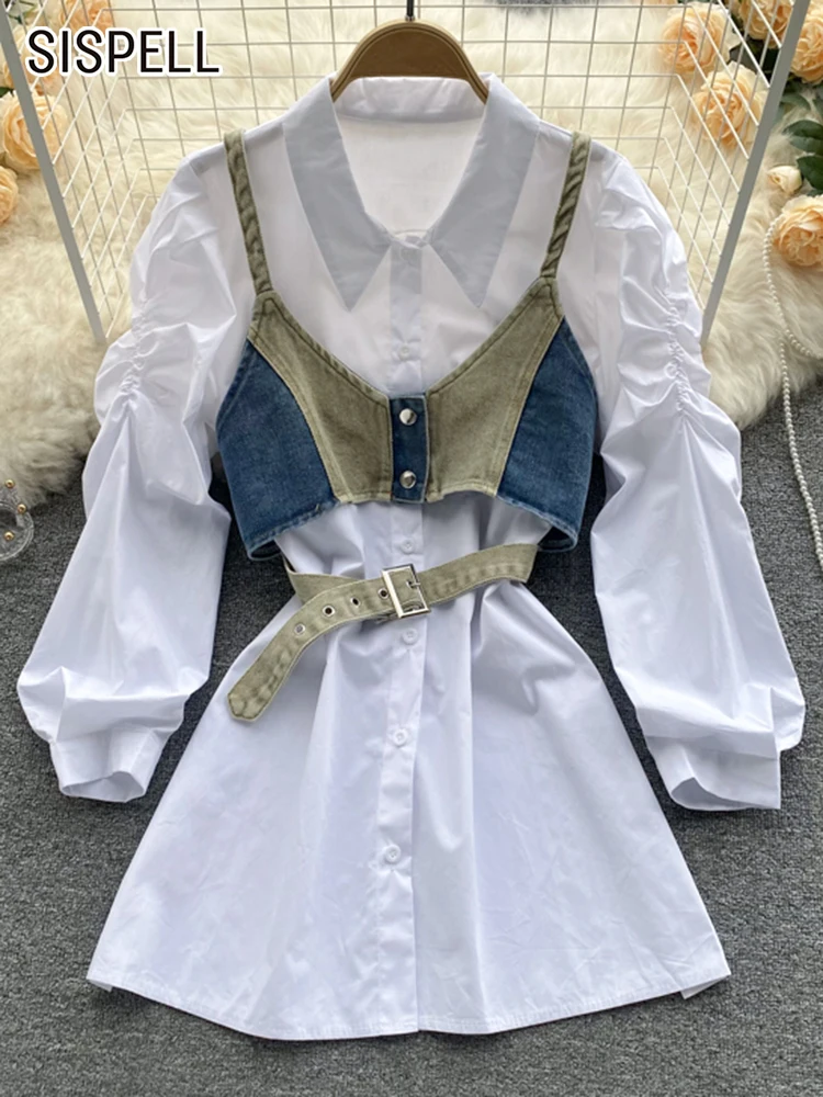 SISPELL Korean Style Two Piece Sets For Women Lapel Puff Sleeve Single Breasted Shirts Patchwork Vest Hit Color Slim Sets Female
SISPELL Korean Style Two Piece Sets For Women Lapel Puff Sleeve Single Breasted Shirts Patchwork Vest Hit Color Slim Sets Female