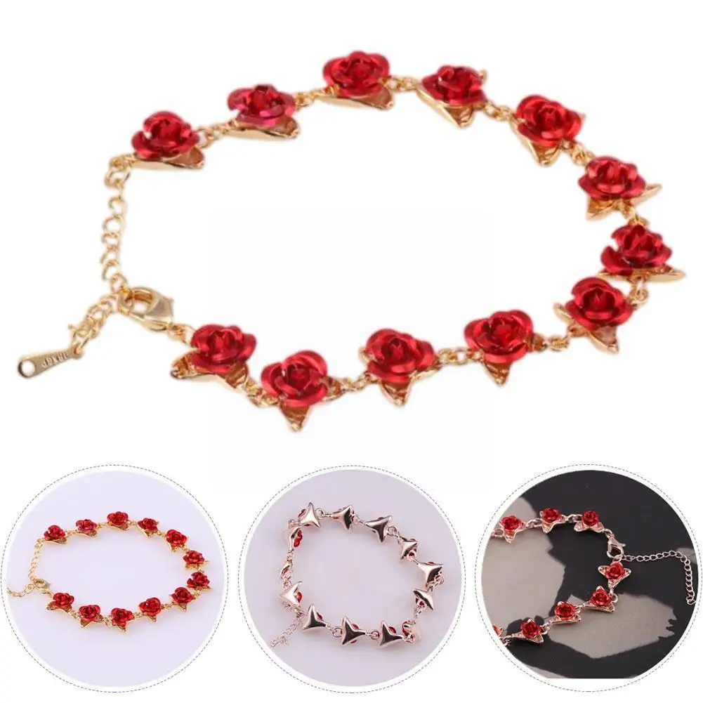Rose Gold Color Link Chain Romantic Bracelet Red Enamel Rose Jewelry Valentine Gift For Lover Women's Hand Bracelets I5O3
Rose Gold Color Link Chain Romantic Bracelet Red Enamel Rose Jewelry Valentine Gift For Lover Women's Hand Bracelets I5O3