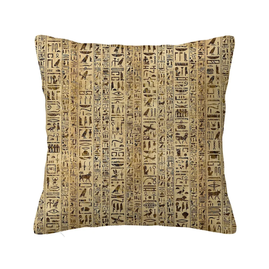 

Egyptian Hieroglyphs on Papyrus Hug Pillowcase Ancient Egypt Backpack Cojines Garden DIY Printed Car Coussin Covers Decorative