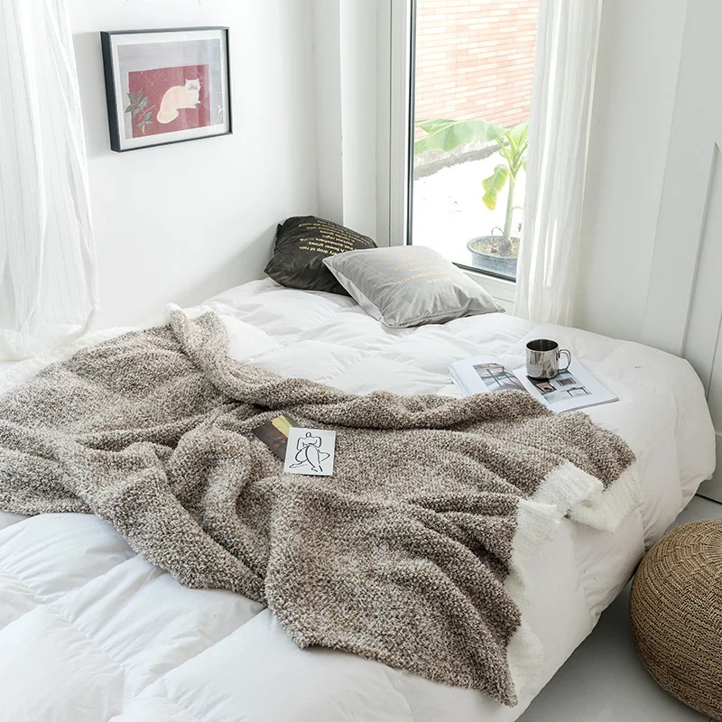 

Super Soft Nodic Sofa Throw Blanket for Bed Sofa плед для кровати Ultra Heavy Thicken Warm Blanket 130*170CM 양털후리스 니트담요