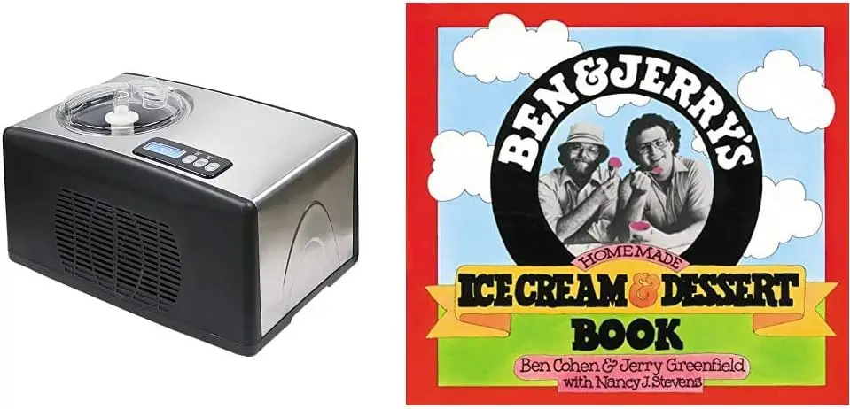 Automatic Ice Cream Maker 1.6 Quart Capacity Stainless Steel & Ben & Jerry's Homemade Ice Cream & Dessert Book
Automatic Ice Cream Maker 1.6 Quart Capacity Stainless Steel & Ben & Jerry's Homemade Ice Cream & Dessert Book