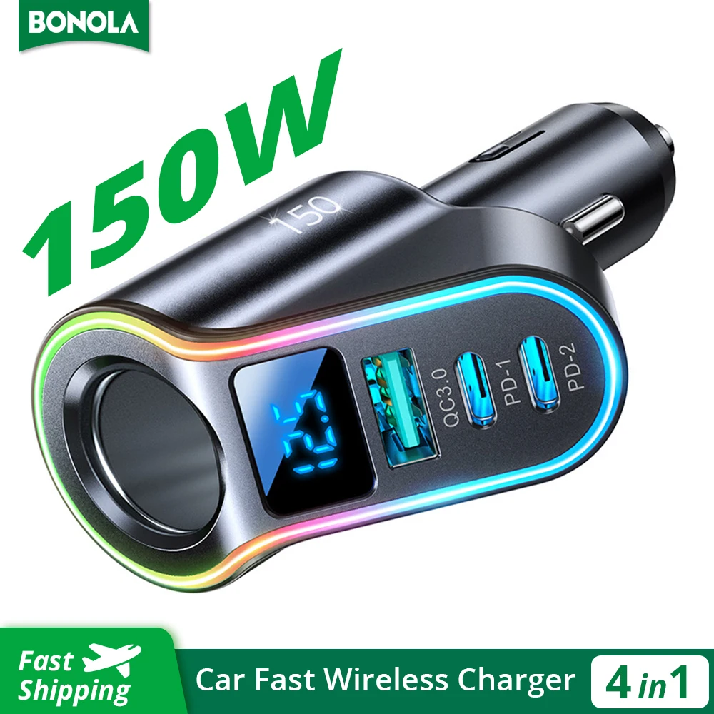 Bonola 150W Quick Car Charger 4 Port USB PD Charging Adapter for Samsung/Xiaomi/Tablet Fast Chargers for iPhone 12/13/11/XS Max
Bonola 150W Quick Car Charger 4 Port USB PD Charging Adapter for Samsung/Xiaomi/Tablet Fast Chargers for iPhone 12/13/11/XS Max