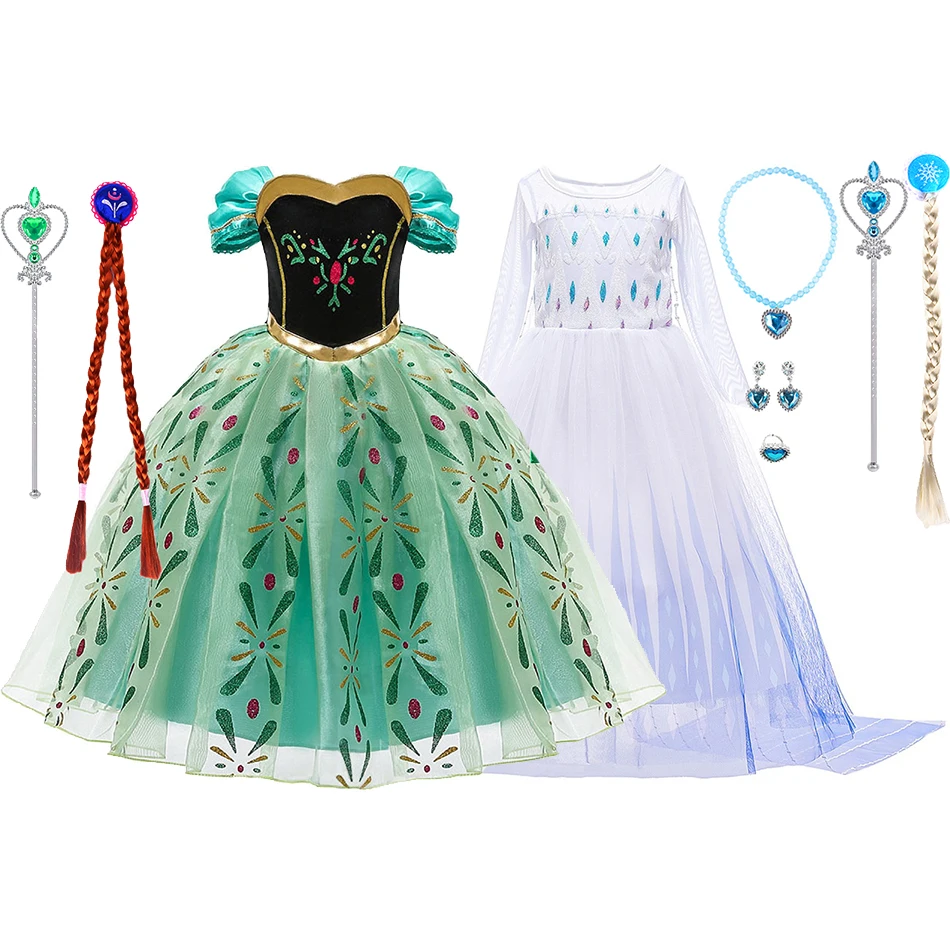Girls Anna Costume Kids Princess Wedding Printing Clothes Children Elsa Pageant Flower Dress Birthday White Green Outfit 3-10T
Girls Anna Costume Kids Princess Wedding Printing Clothes Children Elsa Pageant Flower Dress Birthday White Green Outfit 3-10T