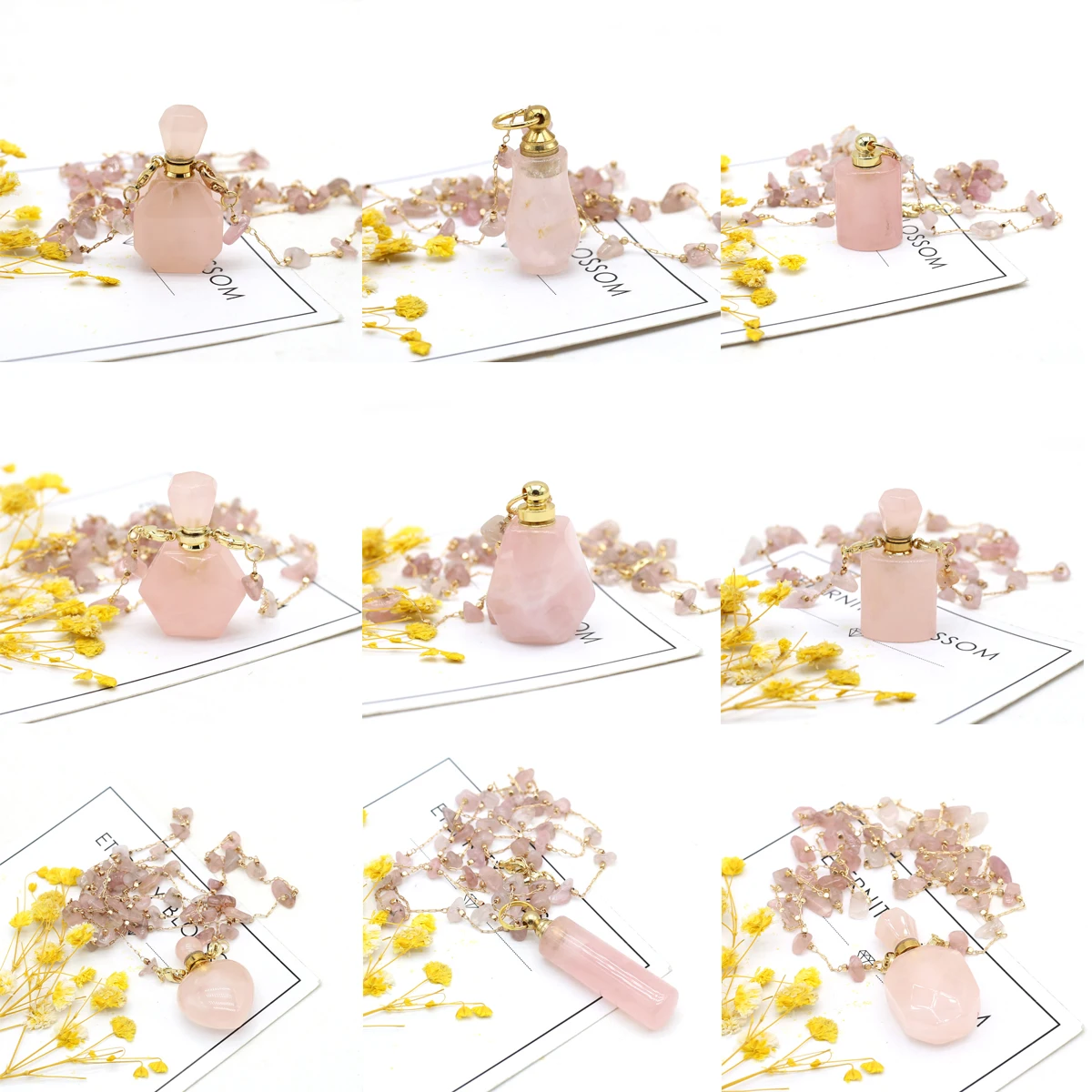 DIY Women Essential Oil Bottles Natural Stone Rose Quartz Perfume Bottle Necklace Gravel Stone Chain Necklace 80 CM
DIY Women Essential Oil Bottles Natural Stone Rose Quartz Perfume Bottle Necklace Gravel Stone Chain Necklace 80 CM