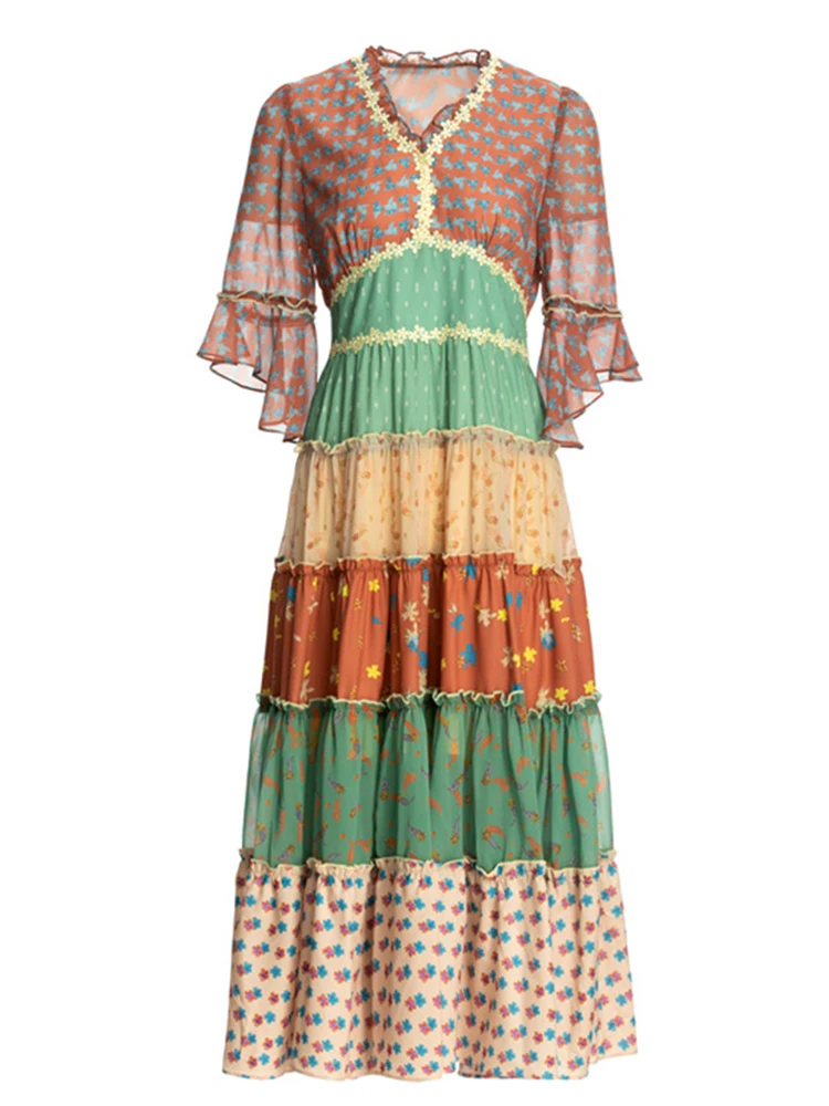 2022 Summer Fashion Runway Bohemian Dress Women Color Matching Printed Butterfly Sleeve Holiday Midi
2022 Summer Fashion Runway Bohemian Dress Women Color Matching Printed Butterfly Sleeve Holiday Midi