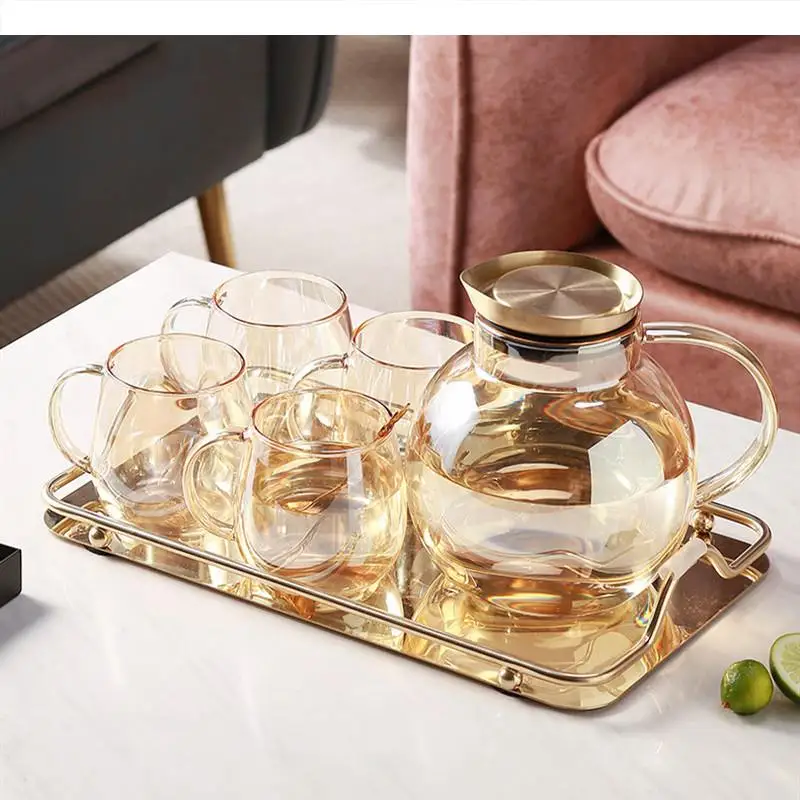 Afternoon Tea Cup Pot Set Living Room 450ml Glass Cup Home Use 1800ml Flower Tea Kettle Amber Teaware 5 Piece Set with Tray
Afternoon Tea Cup Pot Set Living Room 450ml Glass Cup Home Use 1800ml Flower Tea Kettle Amber Teaware 5 Piece Set with Tray