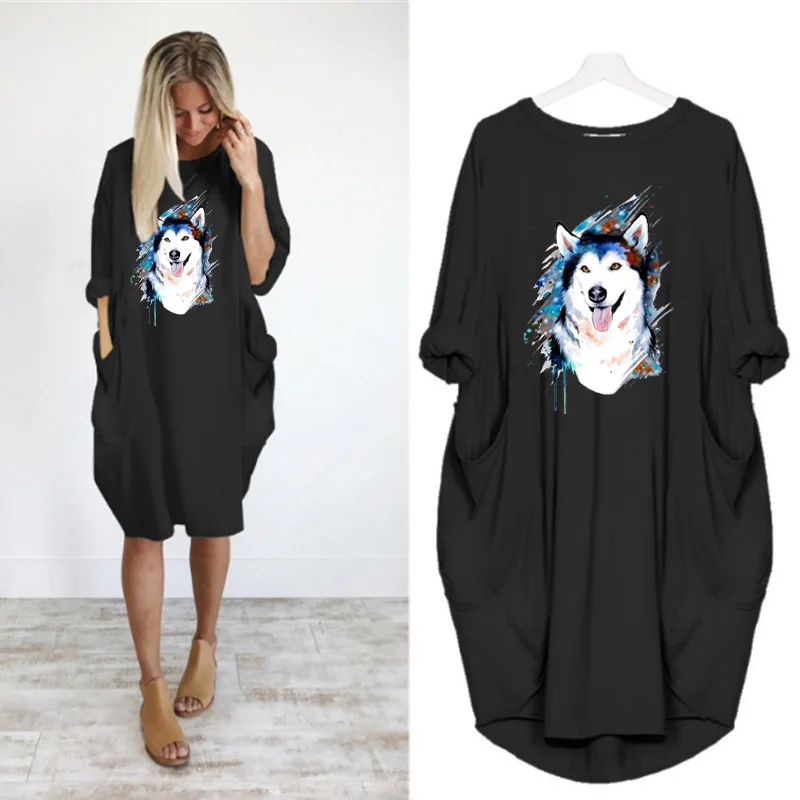 Women Summer Dress Cute Animal Print Big Pockets Full Sleeve O Neck Midi Dress Summer Dresses Women 2022 Casual Clothes Vestido
Women Summer Dress Cute Animal Print Big Pockets Full Sleeve O Neck Midi Dress Summer Dresses Women 2022 Casual Clothes Vestido