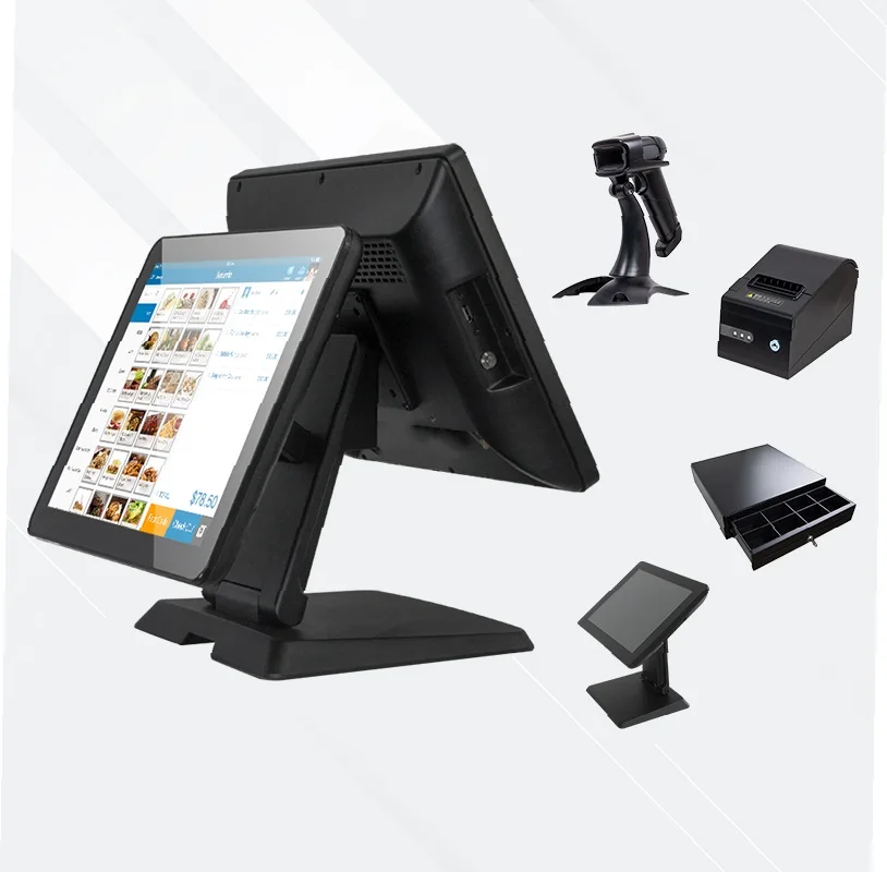 

CARAV 15 Inch Aluminium Alloy POS cash register machine All In One Windows Sistema Pos With Printer r and Cash Drawer