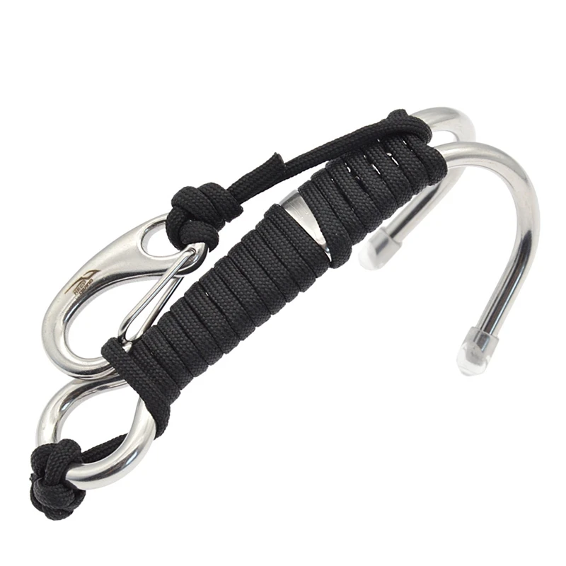 

New-KEEP DIVING Scuba Diving Double Dual Stainless Steel Reef Drift Hook With Line And Clips Hook For Current Dive Underwater