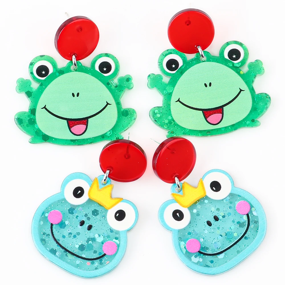 Cute Cartoon Glitter Frog Acrylic Print Big Drop Earrings for Women Girl Lovely Crown Frog Prince Animals Dangle Earring Jewelry
Cute Cartoon Glitter Frog Acrylic Print Big Drop Earrings for Women Girl Lovely Crown Frog Prince Animals Dangle Earring Jewelry