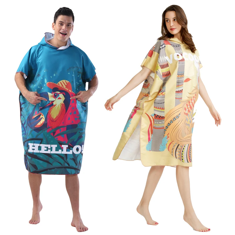 

110x90CM Microfiber Change Bathrobe Absorbent And Quick-drying Beach Cloak Adult Hooded Swimming Diving Cloak With Bath Towel