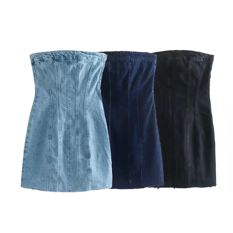 Autumn and winter women's new fashion sexy straight collar off-the-shoulder slim denim dress
Autumn and winter women's new fashion sexy straight collar off-the-shoulder slim denim dress