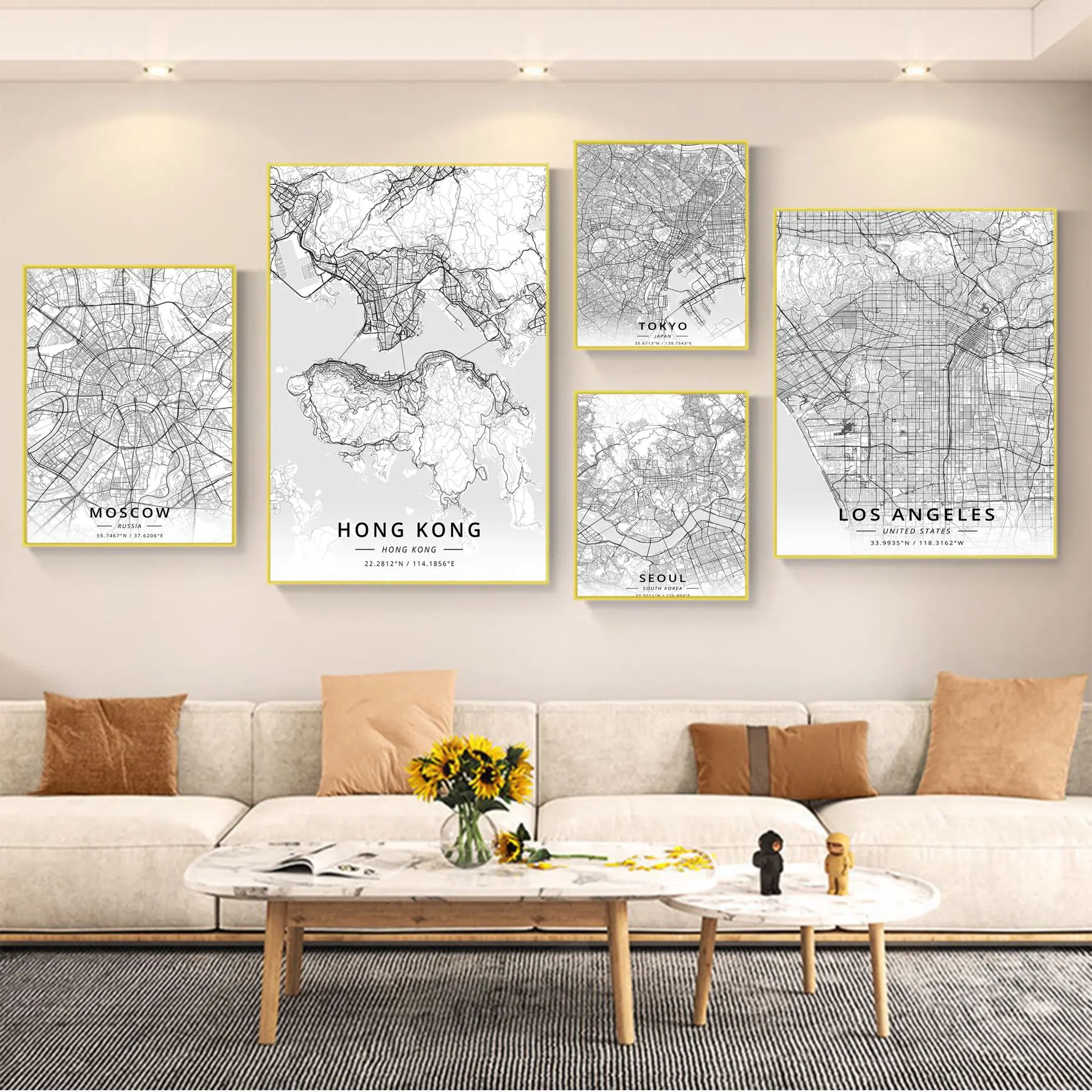 

Paris London New York Tokyo Sydney Hong Kong CUSTOM City Map Posters HD Wall Art Retro Posters for Home Posters Wall Stickers