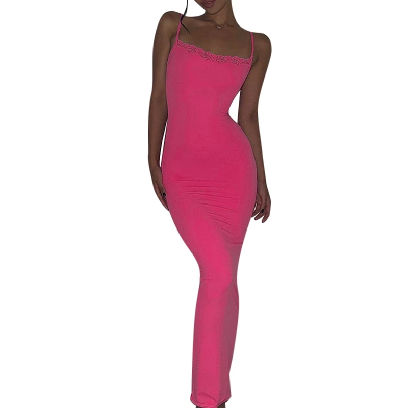 Y2K Women's Summer Solid Color Bodycon Elegant Long Dress Sleeveless Spaghetti Strap Lace Trim Birthday Party Club Sundress
Y2K Women's Summer Solid Color Bodycon Elegant Long Dress Sleeveless Spaghetti Strap Lace Trim Birthday Party Club Sundress