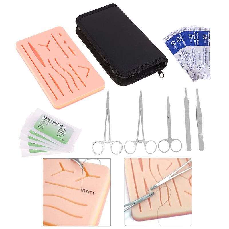 Surgical Suture Training Kit Skin Operate Suture Practice Model Training Pad Scissors Tool Kit Teaching equipment 1Set
Surgical Suture Training Kit Skin Operate Suture Practice Model Training Pad Scissors Tool Kit Teaching equipment 1Set