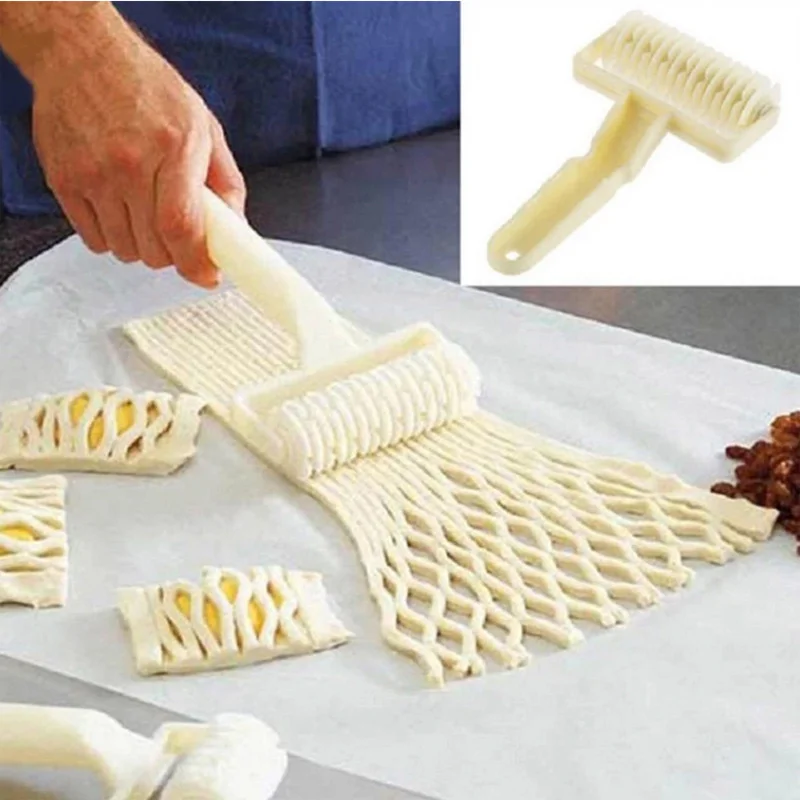 

Pie Pizza Cookie Cutter Kitchen Pastry Baking Tools Plastic Bakeware Embossing Dough Roller Lattice Cutter Craft Kitchen Tool