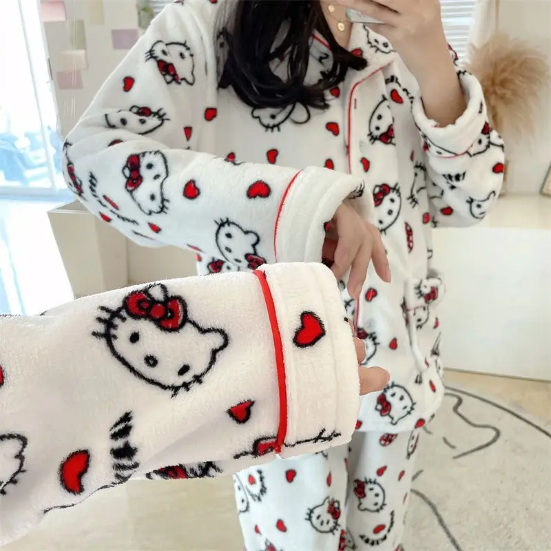 Winter Thicken Flannel Hello Kittys Y2K Pajamas Female Sanrios New Animeat Home Long Sleeve Set Kawaii Keep Warm Tracksuit
Winter Thicken Flannel Hello Kittys Y2K Pajamas Female Sanrios New Animeat Home Long Sleeve Set Kawaii Keep Warm Tracksuit