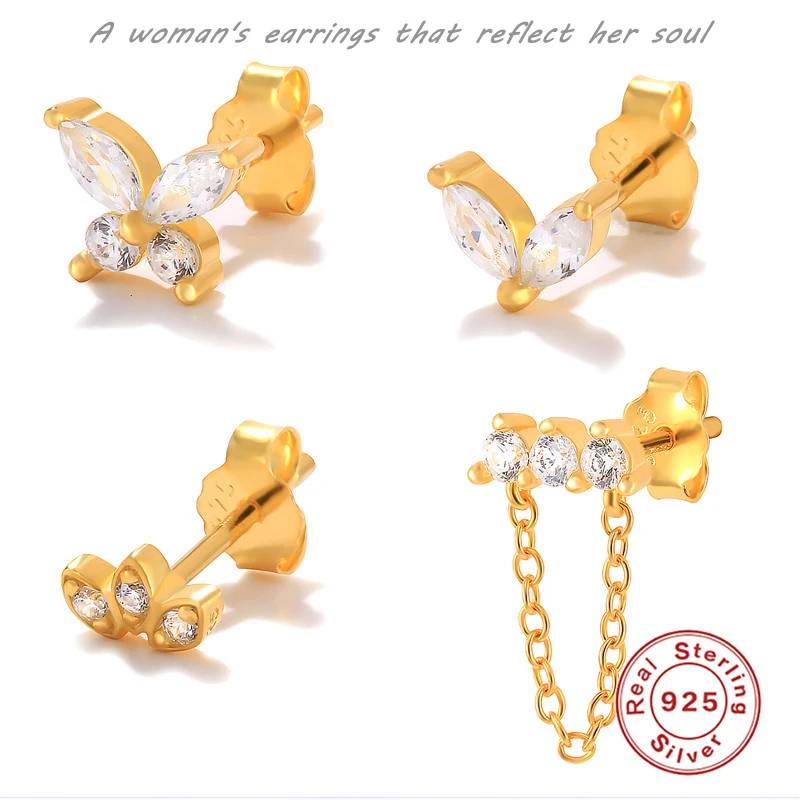Aide 4pc 925 Sterling Silver Pierced Butterfly Earrings Single Row Diamond Drop Earrings Stud Earrings Trend for Women NEW 2022
Aide 4pc 925 Sterling Silver Pierced Butterfly Earrings Single Row Diamond Drop Earrings Stud Earrings Trend for Women NEW 2022