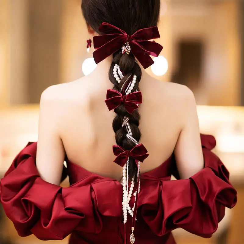 Fashion Tassel Bow Set Accessories Red Dress Headdress Bridal Jewelry Jewelry Sets for Women 
Fashion Tassel Bow Set Accessories Red Dress Headdress Bridal Jewelry Jewelry Sets for Women