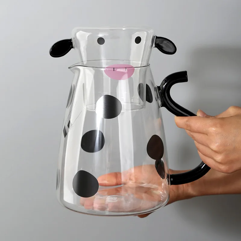 

500 мл/1800 мл прозрачный стеклянный кувшин термостойкий мультяшный семейный чайник и чашка набор для воды/молока холодный чайник кофейник