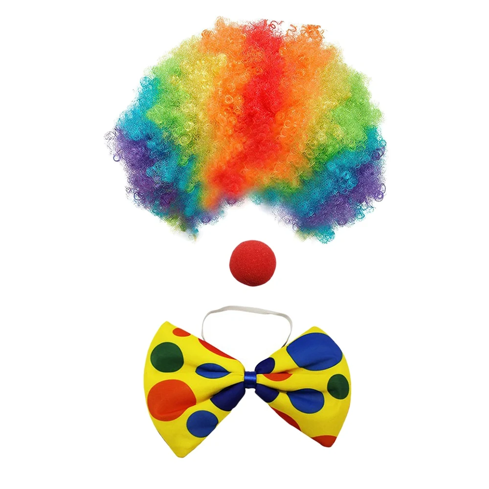 Funny Circus Clown Wigs Foam Clown Nose Disco Wig Dance Bar Halloween Party Dress Performance Decor Prop 
Funny Circus Clown Wigs Foam Clown Nose Disco Wig Dance Bar Halloween Party Dress Performance Decor Prop