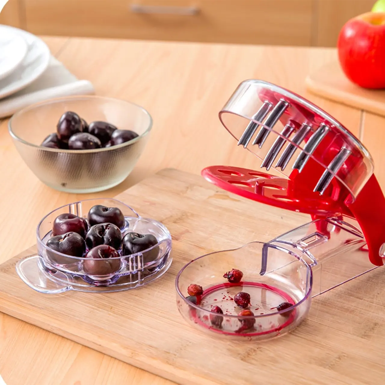 New Cherry Corer with Container Portable 6 Hole Fruit Core Removal Special Tools for Fruit Pitting Kitchen Accessories Gadget
New Cherry Corer with Container Portable 6 Hole Fruit Core Removal Special Tools for Fruit Pitting Kitchen Accessories Gadget