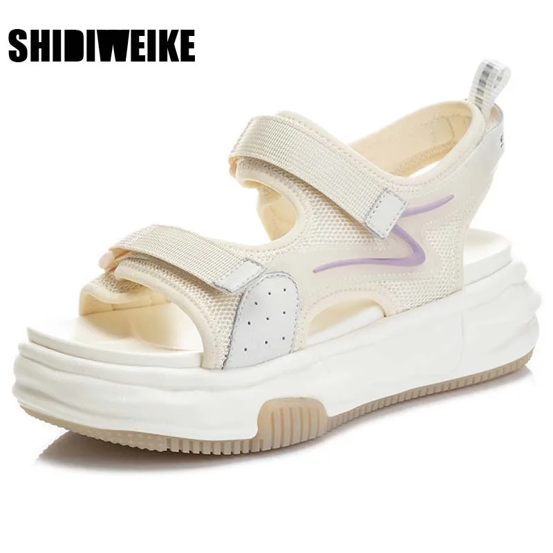 Summer Soft Leather Thick Bottom Sandals Ladies Hook & Loop Casual Shoes Open Toe Women Metal Beach Platform Sandals
Summer Soft Leather Thick Bottom Sandals Ladies Hook & Loop Casual Shoes Open Toe Women Metal Beach Platform Sandals