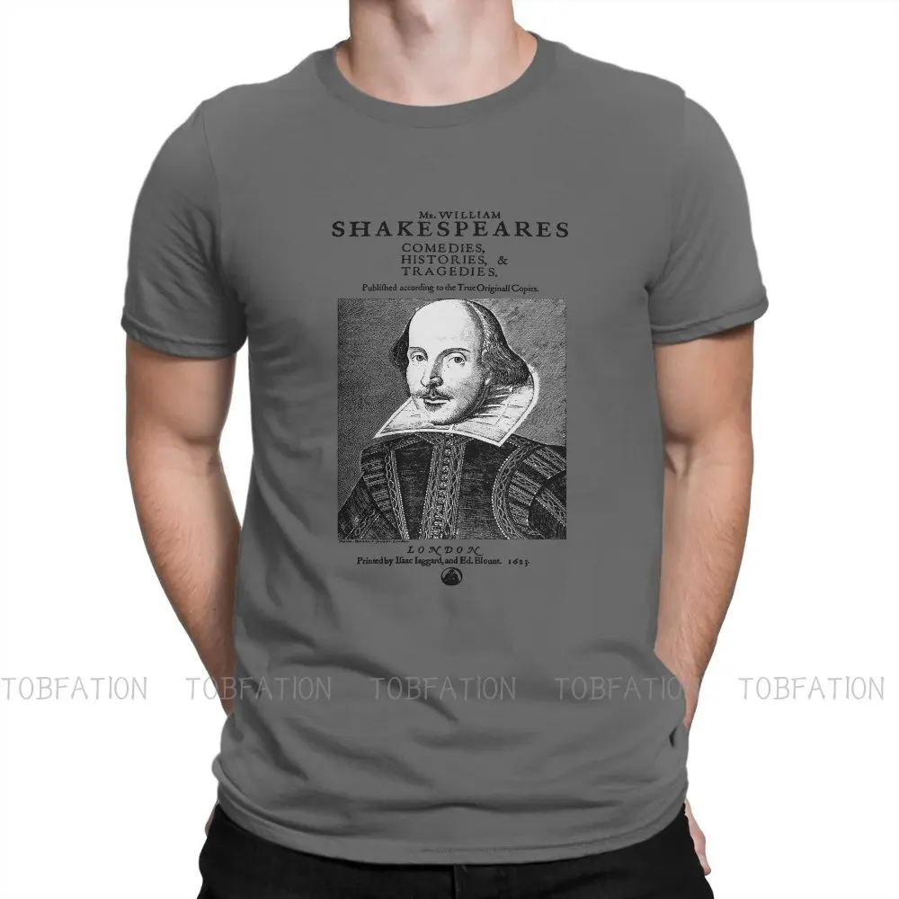

Shakespeare TShirt for Men First Folio Frontpiece - Simple Black Version Soft Leisure Sweatshirts T Shirt Novelty Trendy Loose
