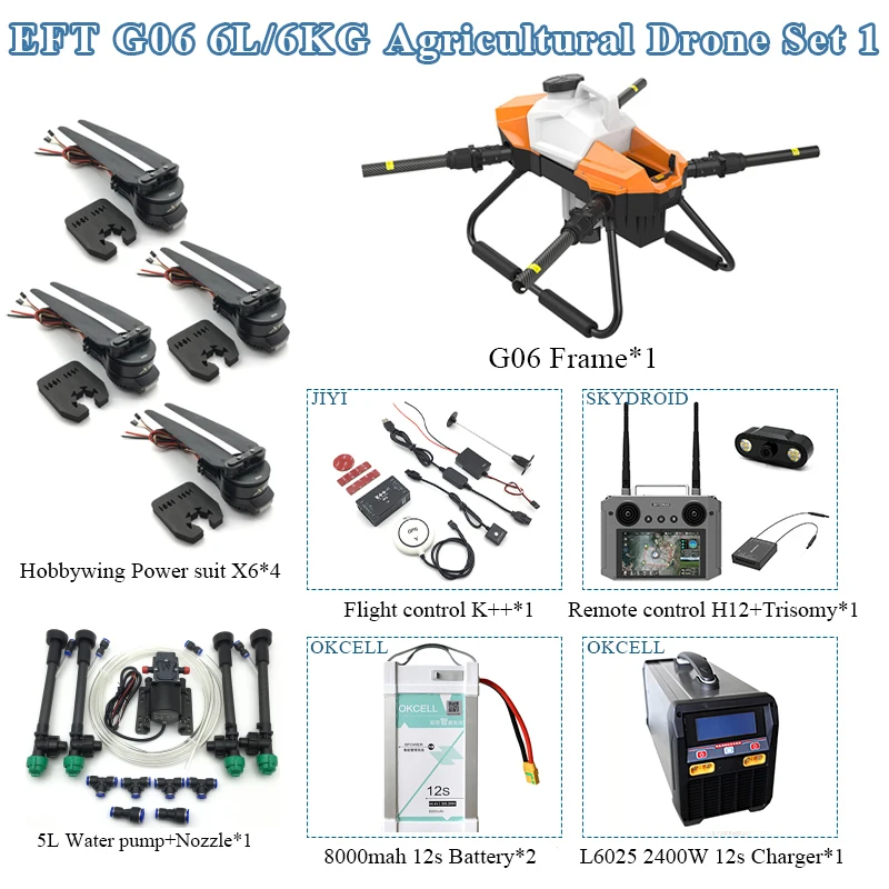 EFT G06 4 axis aircraft 6L 6KG agriculture spray pump foldable propeller drone for agriculture Hobbywing motor X6 remote control
EFT G06 4 axis aircraft 6L 6KG agriculture spray pump foldable propeller drone for agriculture Hobbywing motor X6 remote control