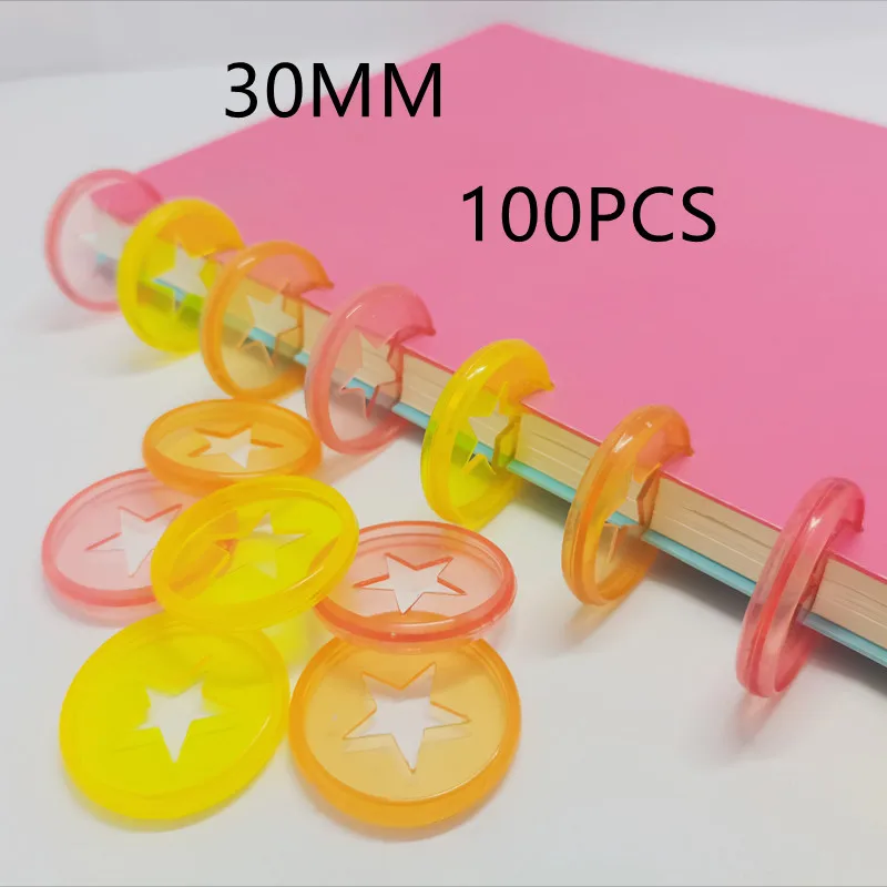 Transparent jelly-colored five-pointed star pattern plastic binding ring buckle, mushroom hole notebook binding supplies
Transparent jelly-colored five-pointed star pattern plastic binding ring buckle, mushroom hole notebook binding supplies