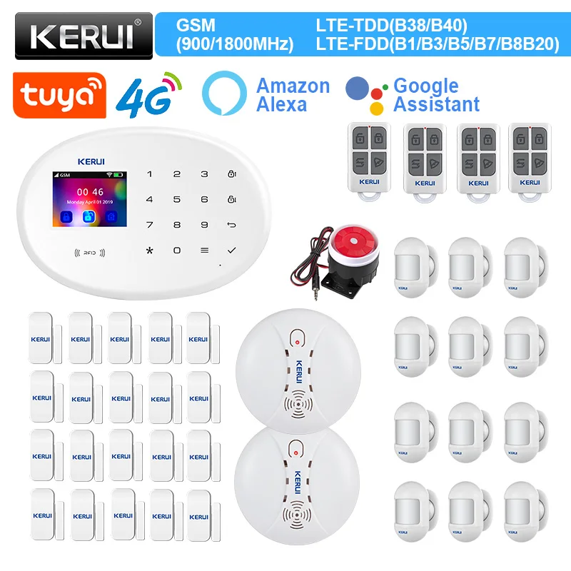 KERUI 4G WIFI GSM Alarm Smart Life Alarm System 433MHz Wireless Home Security Alexa Motion Sensor Door Sensor Siren
KERUI 4G WIFI GSM Alarm Smart Life Alarm System 433MHz Wireless Home Security Alexa Motion Sensor Door Sensor Siren