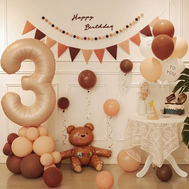 

INS Birthday Banner Party Balloon Holder Baby Age Balloons Column Retro Ballon Khaki Baby Shower Children Anniversary Supplies