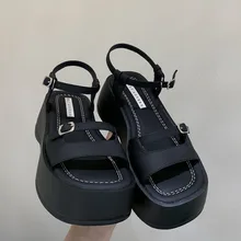 Romanesque Thick Bottom Elevated Increase Sandals Women 2023new Fashion Casual Simple All-match Solid Color Sandals Summertime