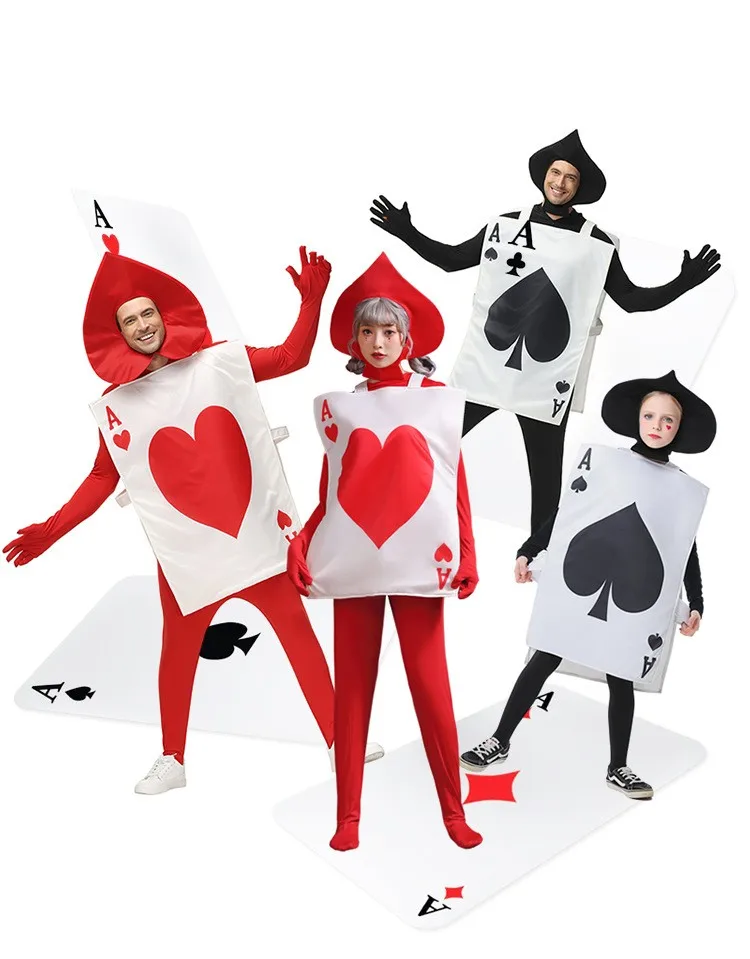 Adult Child Ace Of Spades Hearts Poker Playing Card Halloween Cosplay Costume Kids Tunic Hat Suit Funny Costumes For Stage Shows
Adult Child Ace Of Spades Hearts Poker Playing Card Halloween Cosplay Costume Kids Tunic Hat Suit Funny Costumes For Stage Shows