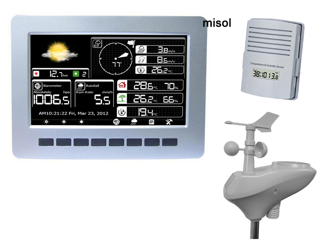 MISOL / WIFI weather station with solar powered sensor wireless data upload data storage
MISOL / WIFI weather station with solar powered sensor wireless data upload data storage