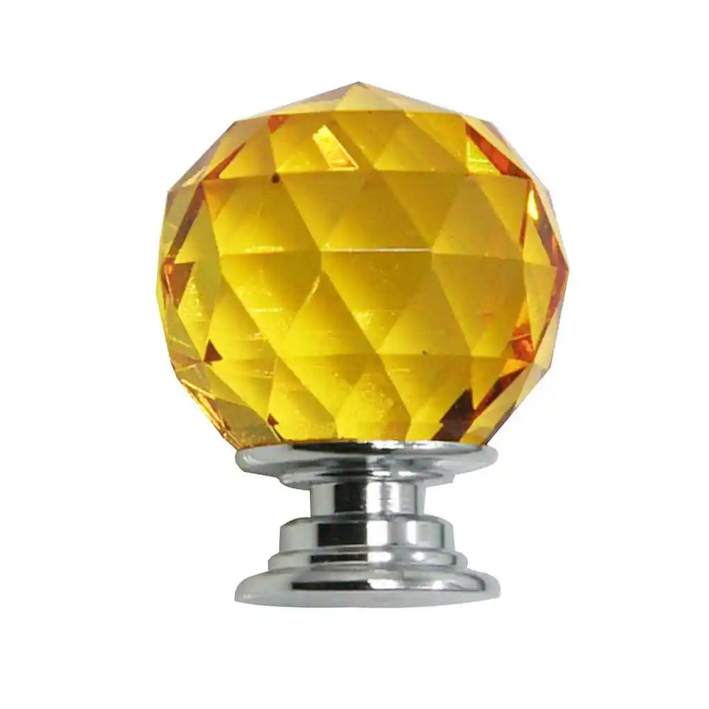 

Crystal Glass Handle Spherical Drawer Pull Knob Single Hole Furniture Cabinet Handle - Yellow - 30mm