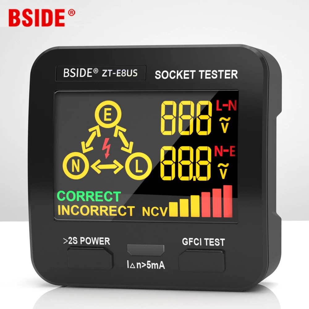 BSIDE Smart Socket Test er большой дисплей цифровой Контролер на выходе NCV детектор