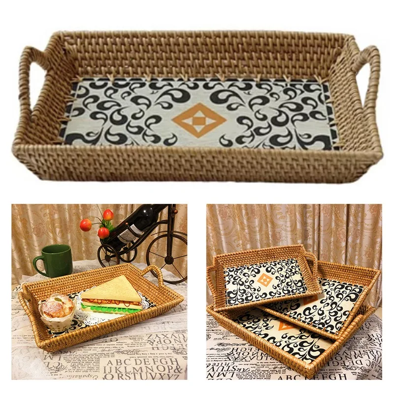 Woven Rectangular Storage Basket Handmade Rattan Food Tray Fruit Basket With Handle For Food Snack Severing Plate
Woven Rectangular Storage Basket Handmade Rattan Food Tray Fruit Basket With Handle For Food Snack Severing Plate