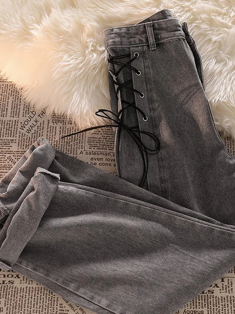 Baggy Jean Straight Jeans High Waist Stacked Wide Leg Jeans Grey New In Vetements Femmes High Waist Women Pockets Ribbons Pant
Baggy Jean Straight Jeans High Waist Stacked Wide Leg Jeans Grey New In Vetements Femmes High Waist Women Pockets Ribbons Pant