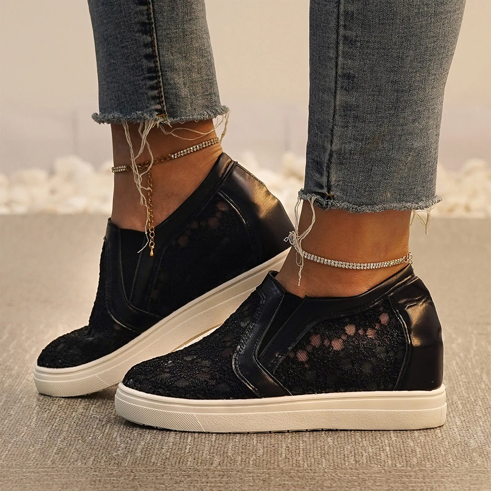 Lace Women Shoes 2023 Spring Summer Wedges Shoes for Women Black White Breathable Lace Flower Sneakers Women Loafers White
Lace Women Shoes 2023 Spring Summer Wedges Shoes for Women Black White Breathable Lace Flower Sneakers Women Loafers White