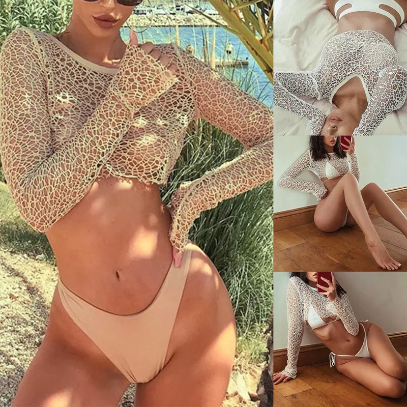 Fashion Round Neck Long Sleeve Hollow See-Through Crop T-Shirt Top Mesh Short Top
Fashion Round Neck Long Sleeve Hollow See-Through Crop T-Shirt Top Mesh Short Top