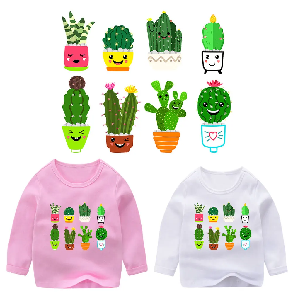 

Iron on Patches Washable Patches Lovely Cactus Iron Patches for Kids Clothing Thermo Stickers Diy Accessories on Shirt Stripe