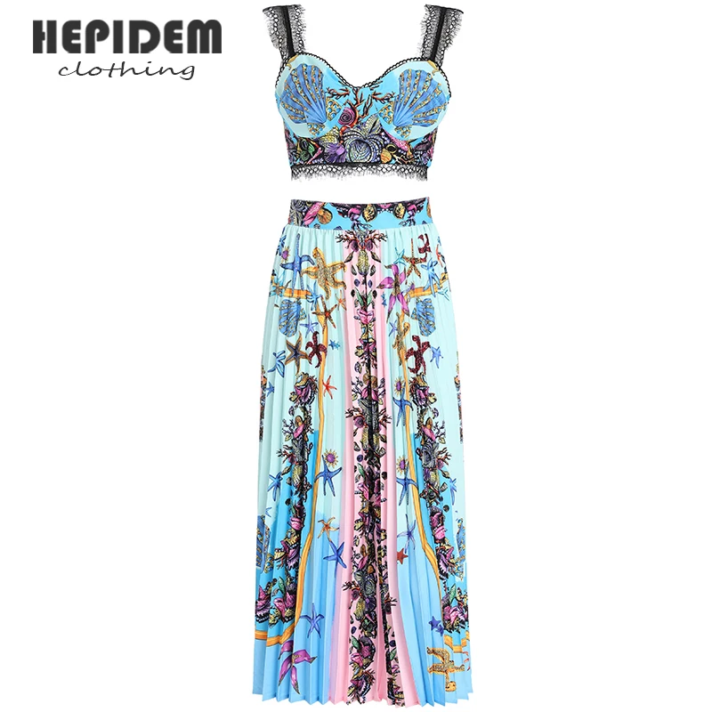 Женская пляжная одежда HEPIDEM, комплект из 2 предметов, с цветочным принтом, короткая женская и плиссированная юбка с высокой талией, весна 6870
Женская пляжная одежда HEPIDEM, комплект из 2 предметов, с цветочным принтом, короткая женская и плиссированная юбка с высокой талией, весна 6870