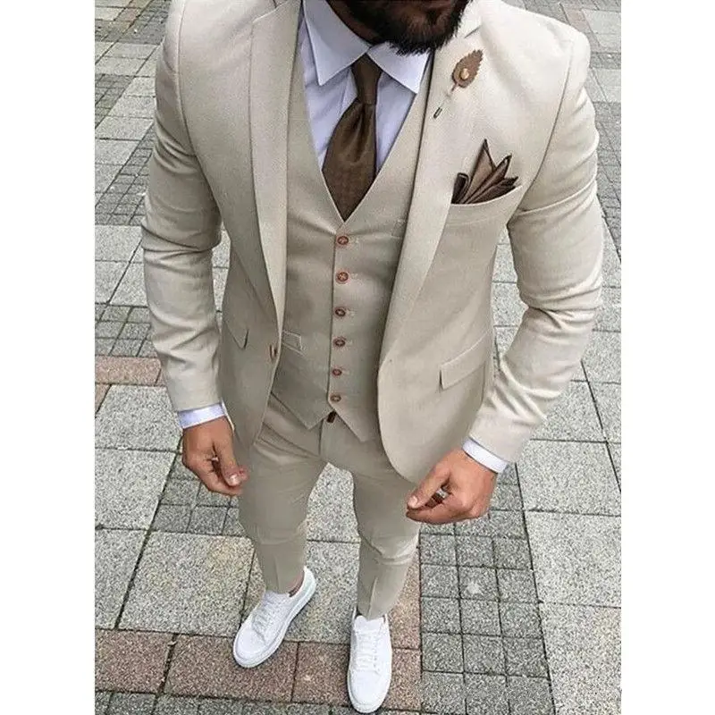 2022 Two Buttons Beige New Notch Lapel Groom Tuxedos/Wedding Men's Suit Bridegroom Suits (Jacket+Pants+Tie+Vest) Costume Homme
2022 Two Buttons Beige New Notch Lapel Groom Tuxedos/Wedding Men's Suit Bridegroom Suits (Jacket+Pants+Tie+Vest) Costume Homme